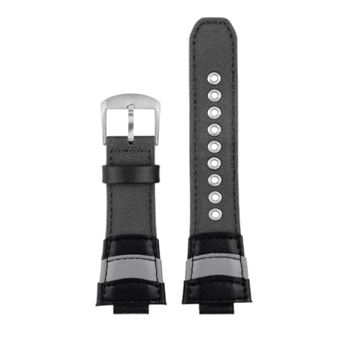 NBCNZCTSAS Passend for CASIO GST-B400 GST-B200 GA2100 Canvas Herren Uhrenarmband Konvex 14MM 16MM Nylon Armband Sport Atmungsaktives wasserdichtes Armband(Dark gray-steel,16mm for b200) von NBCNZCTSAS