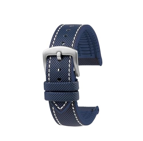 NBCNZCTSAS Passend for CITIZEN Blue Angel Herren Radio Wave Uhr AT8020-54L/8020-03L/JY8078 Serie Canvas Nylon+Gummi Uhrenarmbänder 22mm 23mm(C-Blue white-S pin) von NBCNZCTSAS