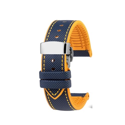 NBCNZCTSAS Passend for CITIZEN Blue Angel Herren Radio Wave Uhr AT8020-54L/8020-03L/JY8078 Serie Canvas Nylon+Gummi Uhrenarmbänder 22mm 23mm(C-Blue yellow-S,23mm) von NBCNZCTSAS