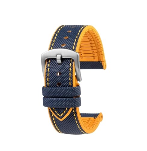 NBCNZCTSAS Passend for CITIZEN Blue Angel Herren Radio Wave Uhr AT8020-54L/8020-03L/JY8078 Serie Canvas Nylon+Gummi Uhrenarmbänder 22mm 23mm(C-Blue yellow-S pin,23mm) von NBCNZCTSAS