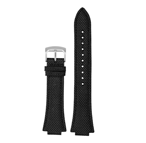 NBCNZCTSAS Passend for Casio, passend for Tissot, passend for Teel Ocean Heart Edifice SeriesEFB-680 ECB-10D, erhöhtes schwarzes Nylon-Canvas-Armband mit Dornschließe(A-black-silver) von NBCNZCTSAS