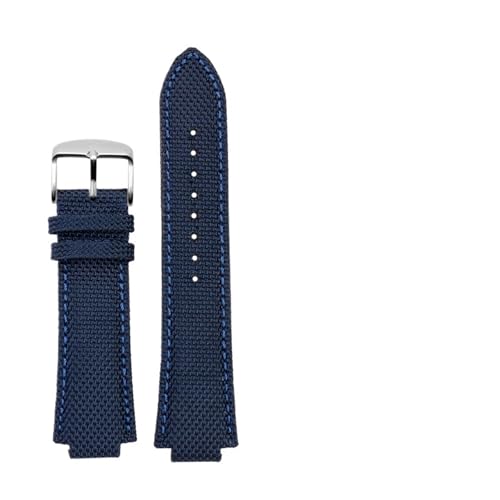 NBCNZCTSAS Passend for Casio Edifice Uhrenarmband EFB-680 ECB-10PB/DP/YD/HR GST-B400 26 x 14 mm 26 x 12 mm konvexes Herren-Armband aus Nylon und Leder(Blue pin,26.12mm) von NBCNZCTSAS