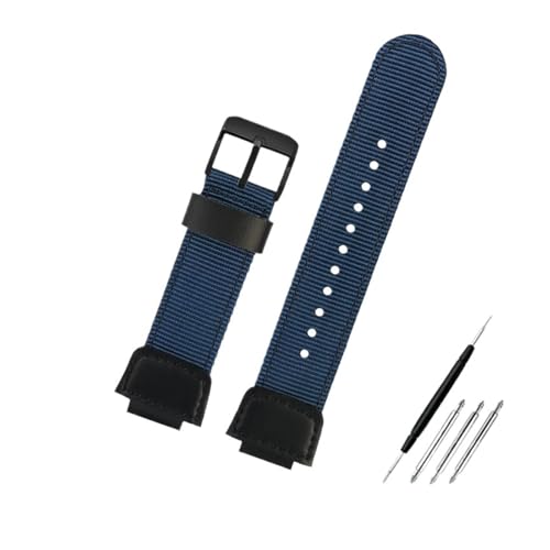 NBCNZCTSAS Passend for Casio Fit For G-SHOCK DW5600 GW-5000 GWM5610 GM-5600 Armband aus modifiziertem Nylon-Canvas, atmungsaktives Armband for Herren(Blue-black pin) von NBCNZCTSAS