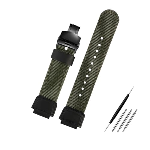 NBCNZCTSAS Passend for Casio Fit For G-SHOCK DW5600 GW-5000 GWM5610 GM-5600 Armband aus modifiziertem Nylon-Canvas, atmungsaktives Armband for Herren(Green-black Folding) von NBCNZCTSAS