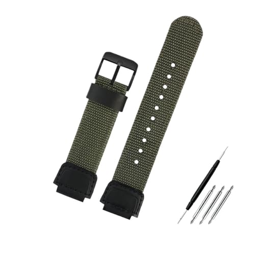NBCNZCTSAS Passend for Casio Fit For G-SHOCK DW5600 GW-5000 GWM5610 GM-5600 Armband aus modifiziertem Nylon-Canvas, atmungsaktives Armband for Herren(Green-black pin) von NBCNZCTSAS