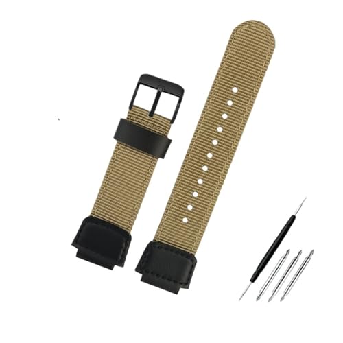NBCNZCTSAS Passend for Casio Fit For G-SHOCK DW5600 GW-5000 GWM5610 GM-5600 Armband aus modifiziertem Nylon-Canvas, atmungsaktives Armband for Herren(Khaki-black pin) von NBCNZCTSAS