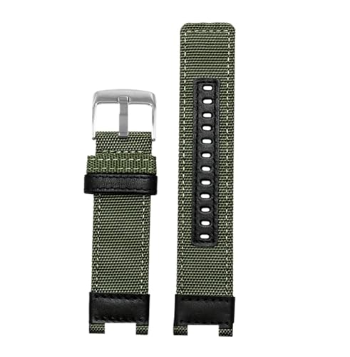 NBCNZCTSAS Passend for Casio Fit For G-SHOCK GST-W120L S130L S310 GST-B100 Canvas-Nylon-Uhrenarmband Atmungsaktives Armband mit Kerbe Herrenzubehör 24 mm Werkzeuge(Army Green Silver) von NBCNZCTSAS