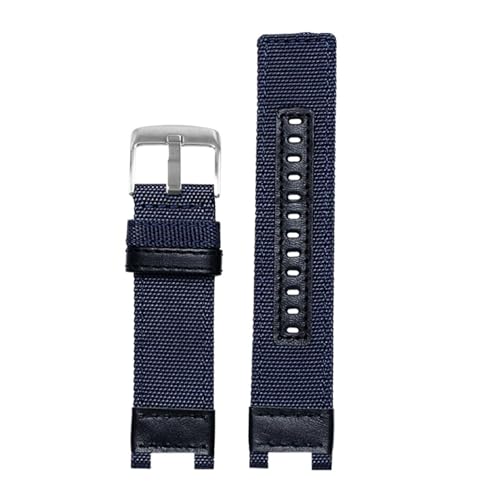 NBCNZCTSAS Passend for Casio Fit For G-SHOCK GST-W120L S130L S310 GST-B100 Canvas-Nylon-Uhrenarmband Atmungsaktives Armband mit Kerbe Herrenzubehör 24 mm Werkzeuge(Blue Silver) von NBCNZCTSAS