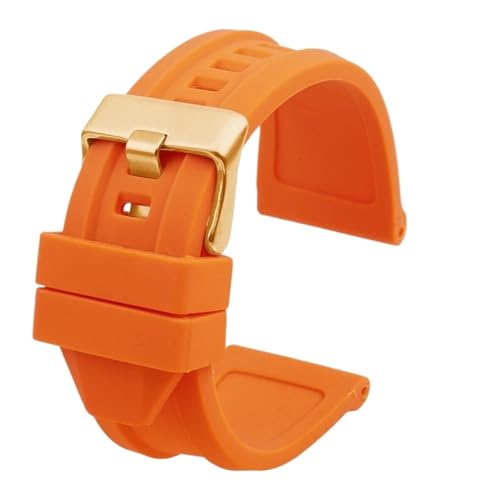 NBCNZCTSAS Passend for Diesel DZ4318 DZ4323 DZ4283 DZ4476 DZ4496 DZ4427 DZ4487, wasserdichtes, weiches Silikonarmband for Herren, Gummiarmband 24 mm, 26 mm, 28 mm(Orange Gold,26mm) von NBCNZCTSAS