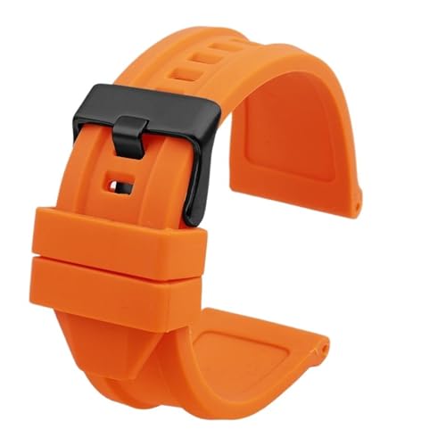 NBCNZCTSAS Passend for Diesel DZ4318 DZ4323 DZ4283 DZ4476 DZ4496 DZ4427 DZ4487, wasserdichtes, weiches Silikonarmband for Herren, Gummiarmband 24 mm, 26 mm, 28 mm(Orange black,26mm) von NBCNZCTSAS
