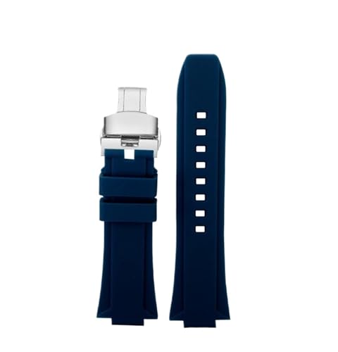 NBCNZCTSAS Passend for G-SHOCK Passend for Casio GW6900 DW5600 GW-B5600 GM-5600 wasserdichtes erhöhtes Silikonarmband DW-5600 weiches Herrenarmband 24–16 mm konvex(Blue-silver Folding) von NBCNZCTSAS