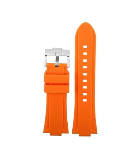 NBCNZCTSAS Passend for G-SHOCK Passend for Casio GW6900 DW5600 GW-B5600 GM-5600 wasserdichtes erhöhtes Silikonarmband DW-5600 weiches Herrenarmband 24–16 mm konvex(Orange-Silver Buckle) von NBCNZCTSAS