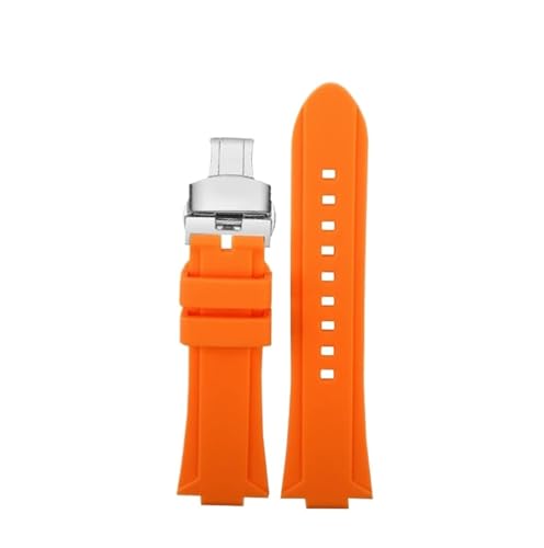 NBCNZCTSAS Passend for G-SHOCK Passend for Casio GW6900 DW5600 GW-B5600 GM-5600 wasserdichtes erhöhtes Silikonarmband DW-5600 weiches Herrenarmband 24–16 mm konvex(Orange-silver Foldi) von NBCNZCTSAS