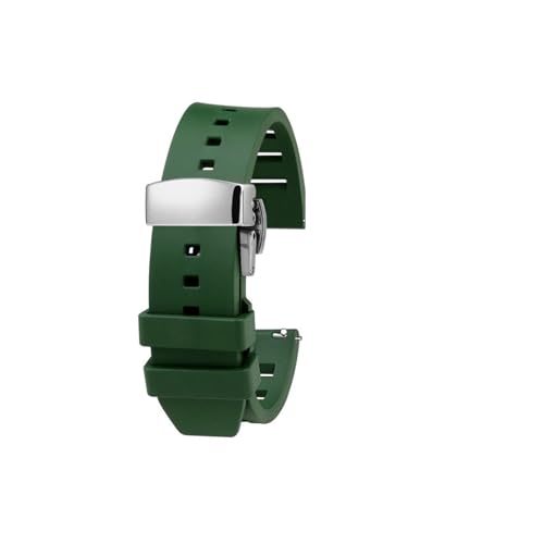 NBCNZCTSAS Passend for Huawei WATCH3/4Pro Ultimate Strap GT2/GT3 Fluorkautschuk-Uhrenarmband Herren-Taucheruhren-Zubehör(Green silver buckle,22mm) von NBCNZCTSAS