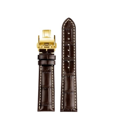 NBCNZCTSAS Passend for Longines Masters Collection L3 L4 L2.628/L2.673 Uhrenarmband Lederschnalle Armband 19 20 21 mm Armband(Brown Gold,19mm) von NBCNZCTSAS