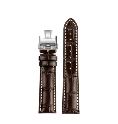 NBCNZCTSAS Passend for Longines Masters Collection L3 L4 L2.628/L2.673 Uhrenarmband Lederschnalle Armband 19 20 21 mm Armband(Brown Silver,19mm) von NBCNZCTSAS