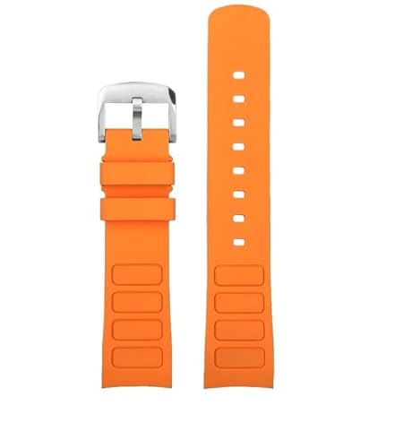 NBCNZCTSAS Passend for Mido Helmsman Uhrenarmband M049.526.17/11. Passend for Television TW. Gebogenes Schnellverschluss-Uhrenarmband aus Silikonkautschuk for Herren, 22 mm(A-orange-silver) von NBCNZCTSAS