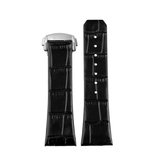 NBCNZCTSAS Passend for Omega Constellation Leder Uhrenarmband Herren Faltschließe Armband 23mm Kerbe 10mm rotbraun Armband(Black Silver Buckle) von NBCNZCTSAS