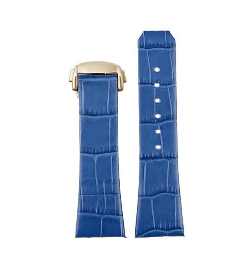 NBCNZCTSAS Passend for Omega Constellation Leder Uhrenarmband Herren Faltschließe Armband 23mm Kerbe 10mm rotbraun Armband(Blue Gold Buckle) von NBCNZCTSAS