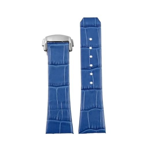 NBCNZCTSAS Passend for Omega Constellation Leder Uhrenarmband Herren Faltschließe Armband 23mm Kerbe 10mm rotbraun Armband(Blue Silver Buckle) von NBCNZCTSAS
