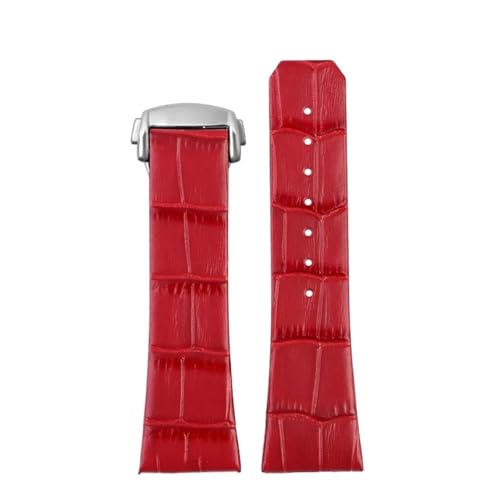 NBCNZCTSAS Passend for Omega Constellation Leder Uhrenarmband Herren Faltschließe Armband 23mm Kerbe 10mm rotbraun Armband(Red Silver Buckle) von NBCNZCTSAS