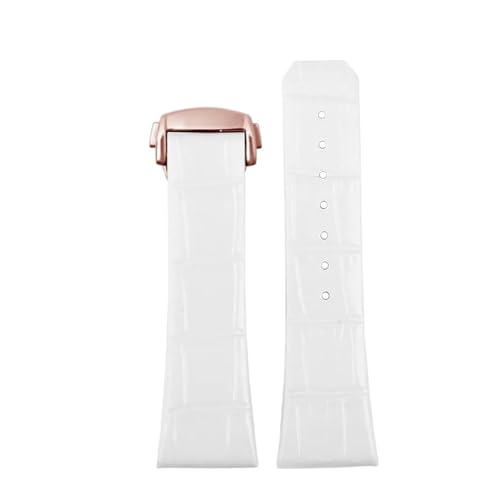 NBCNZCTSAS Passend for Omega Constellation Leder Uhrenarmband Herren Faltschließe Armband 23mm Kerbe 10mm rotbraun Armband(White Rose Gold) von NBCNZCTSAS