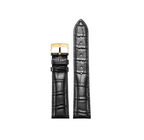 NBCNZCTSAS Passend for Omega-Uhrenarmband, Original-Echtes Leder, Herren-Passform for Omiga Seahorse Super Butterfly Fly Uhrenarmband, Damen, 18 mm, 19 mm, 20 mm, 21 mm(Black-gold,21mm) von NBCNZCTSAS
