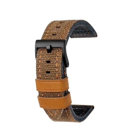 NBCNZCTSAS Passend for Panerai, passend for Breitling, passend for Hamilton, passend for Fossil, passend for JEEP, schwarzes, grünes, braunes Canvas-Lederarmband, 22 mm, 24 mm, dickes Material(Brown O NBCNZCTSAS Passend for Panerai, passend for Breitling, passend for Hamilton, passend for Fossil, passend for JEEP, schwarzes, grünes, braunes Canvas-Lederarmband, 22 mm, 24 mm, dickes Material(Brown O von NBCNZCTSAS