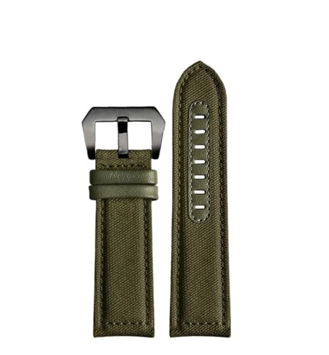 NBCNZCTSAS Passend for Panerai PAM111 441. Passend for Jeep Canvas Uhrenarmband 22mm 24 Mann Armeegrün Khaki Schwarz Nylonboden Uhrenarmband(Army green-black,22mm) von NBCNZCTSAS