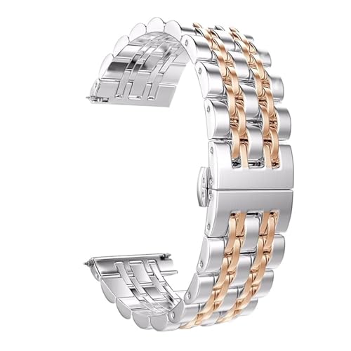 NBCNZCTSAS Passend for Samsung Galaxy Watch 3 41 45 mm 46 mm 42 mm Passend for Gear S3 22 mm 20 mm Amazift Armband aus massivem Metall und Edelstahl(Silver rose gold,Galaxy3 41mm) von NBCNZCTSAS