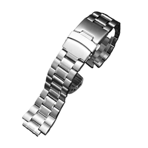 NBCNZCTSAS Passend for Timex Tidal TW2R55500 T2N720 T2N721 T2N739 Uhrenarmband Herren-Uhrenarmband aus massivem Edelstahl, 24 x 16 mm, silberfarbenes schwarzes Armband(A-silver) von NBCNZCTSAS