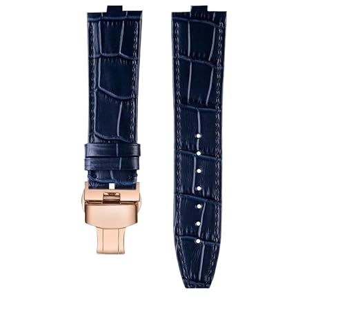NBCNZCTSAS Passend for Vacheron Constantin Danton Uhrenarmband, passend for Crossover Four Seas VC 4300/4500 V 5500 V 7900 V Serie, erhöhtes Leder-Uhrenarmband, 24 x 7 mm(Blue-rose gold) von NBCNZCTSAS