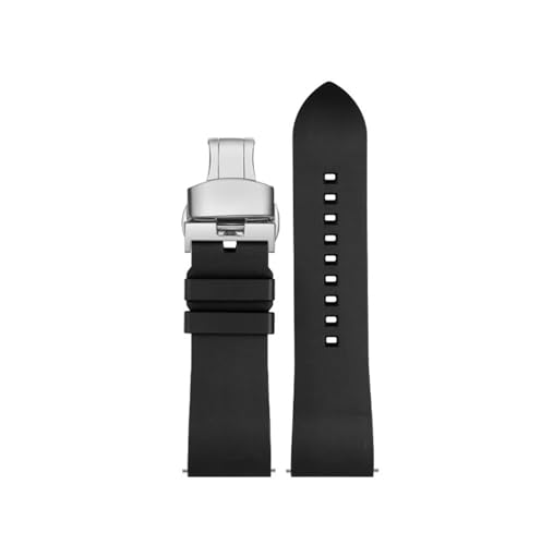 NBCNZCTSAS Schnellverschluss-Fluorkautschuk-Armband passend for Luminox-Uhren der Serien 3051 8800 3080 1820 7251 3050, 20 22 23 mm(Black silver buckle,22mm) von NBCNZCTSAS