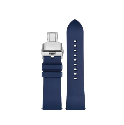 NBCNZCTSAS Schnellverschluss-Fluorkautschuk-Armband passend for Luminox-Uhren der Serien 3051 8800 3080 1820 7251 3050, 20 22 23 mm(Blue silver buckle,22mm) von NBCNZCTSAS
