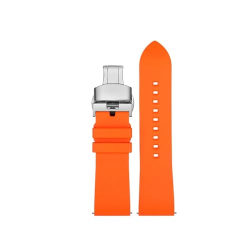 NBCNZCTSAS Schnellverschluss-Fluorkautschuk-Armband passend for Luminox-Uhren der Serien 3051 8800 3080 1820 7251 3050, 20 22 23 mm(Orange silver buckle,23mm) von NBCNZCTSAS