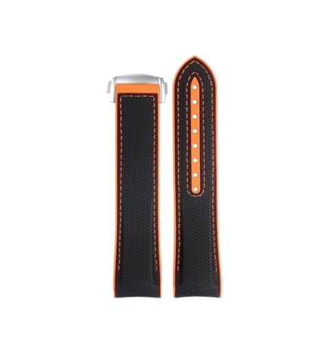 NBCNZCTSAS Silikon-Uhrenarmband passend for Omega Fit for Seamaster 600 Quarter Orange Sport-Gummi-Uhrenarmband 21 mm 22 mm weicher Gürtel for Männer(Black Orange A SK,20mm) von NBCNZCTSAS