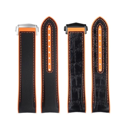 NBCNZCTSAS Silikon-Uhrenarmband passend for Omega Fit for Seamaster 600 Quarter Orange Sport-Gummi-Uhrenarmband 21 mm 22 mm weicher Gürtel for Männer(Cowhide nk,21mm) von NBCNZCTSAS