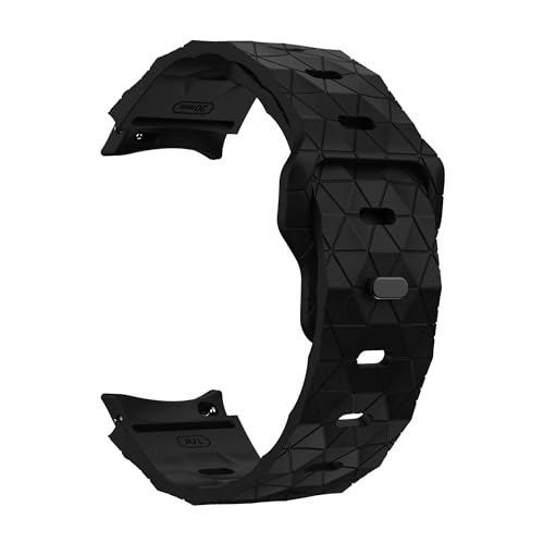 NBCNZCTSAS Silikonarmband passend for Samsung Galaxy Watch 4/5/6 40 mm 44 mm, Armband mit Fußballmuster, Uhr 6 Classic 47 mm 43 mm/4 Classic 5Pro 45 mm(Black,Watch 6 Classic) von NBCNZCTSAS