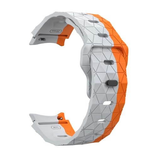 NBCNZCTSAS Silikonarmband passend for Samsung Galaxy Watch 4/5/6 40 mm 44 mm, Armband mit Fußballmuster, Uhr 6 Classic 47 mm 43 mm/4 Classic 5Pro 45 mm(Grey Orange,Watch 5 Pro) von NBCNZCTSAS