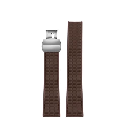 NBCNZCTSAS Silikonkautschuk-Uhrenarmband, 21 mm, kariert, Schwarz, Blau, Braun, Herrenarmband, passend for Patek Philippe Aquanaut 5164A, 5167A, 5168A(Brown-Silver) von NBCNZCTSAS