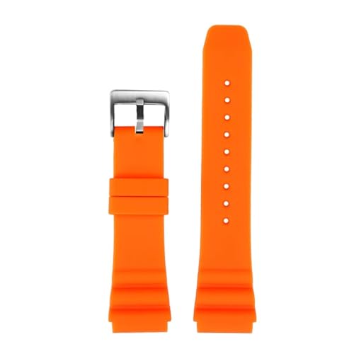 NBCNZCTSAS Silikonkautschuk-Uhrenarmband 20 22 mm Hi-Q Soft Schwarz Blau Orange Rot Herrenarmband Armband passend for CASIO MDV-106 MTP-VD01(Orange-S pin,22mm) von NBCNZCTSAS
