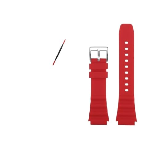 NBCNZCTSAS Silikonkautschuk-Uhrenarmband passend for SEIKO NO.5 Prospex SRPD63K1 SRPD79 SRPE31 20mm 22mm Schwarz Grün Rot Orange Blau Herrenarmband(Red-S pin,22mm) von NBCNZCTSAS