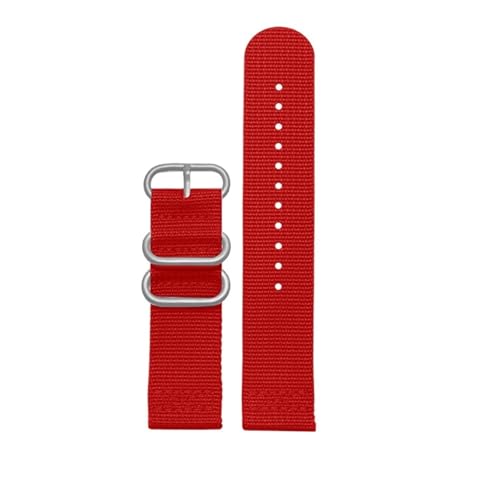 NBCNZCTSAS Sportarmband aus gewebtem Nylon, passend for Samsung Galaxy Gear S3 S2 Classic Active 1/2, passend for Amazfit-Stoffarmband, 18 mm, 24 mm, 22 mm, 20 mm(Red-silver,20mm) von NBCNZCTSAS
