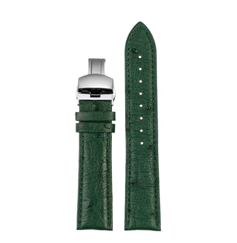 NBCNZCTSAS Straußenleder Passend for IWC Passend for Bertolfino Passend for Portugiesisch Passend for Chronographen-Armbanduhr Passend for Green Sea King Armband Lederarmband 20(A-green-silver,18mm) von NBCNZCTSAS