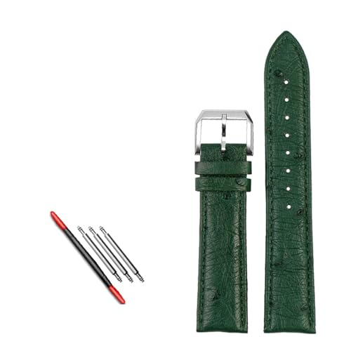 NBCNZCTSAS Straußenleder Passend for IWC Passend for Bertolfino Passend for Portugiesisch Passend for Chronographen-Armbanduhr Passend for Green Sea King Armband Lederarmband 20(B-green-silver,22mm) von NBCNZCTSAS