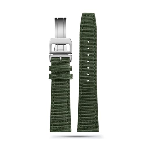 NBCNZCTSAS Uhrenarmbänder aus Nylon und Leder for Herren, passend for die IWC-Fliegeruhr der Serie IW389101, 20 mm, 21 mm, 22 mm(Green silver,21mm) von NBCNZCTSAS