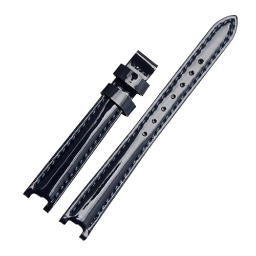 NBCNZCTSAS Uhrenarmband aus Leder passend for Tissot Fit For Flamenco 1853 T094210 T0842 Damenarmband wasserdicht glänzend gekerbtes Armband 12 mm(Blue-no buckle) von NBCNZCTSAS
