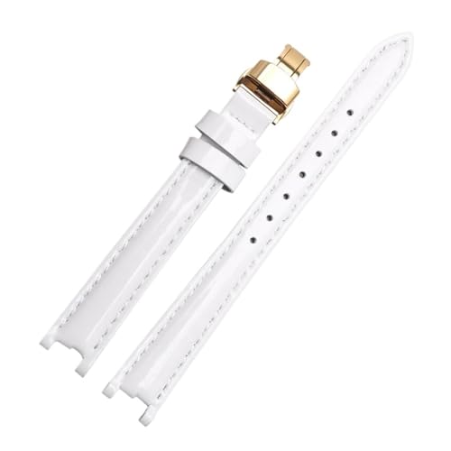 NBCNZCTSAS Uhrenarmband aus Leder passend for Tissot Fit For Flamenco 1853 T094210 T0842 Damenarmband wasserdicht glänzend gekerbtes Armband 12 mm(White-gold) von NBCNZCTSAS