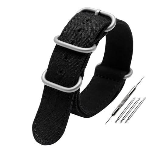 NBCNZCTSAS Verdicktes Canvas-Armband 20 mm 22 mm 24 mm 26 mm Robustes Nylon-Militärarmband Retro-Armband aus geflochtenem ballistischem Stoff Passend for Tudor(Black-silver buckle,22mm) von NBCNZCTSAS