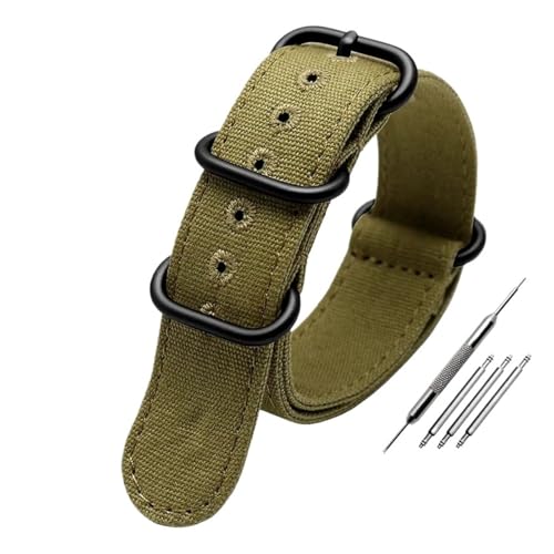 NBCNZCTSAS Verdicktes Canvas-Armband 20 mm 22 mm 24 mm 26 mm Robustes Nylon-Militärarmband Retro-Armband aus geflochtenem ballistischem Stoff Passend for Tudor(Green-black buckle,20mm) von NBCNZCTSAS